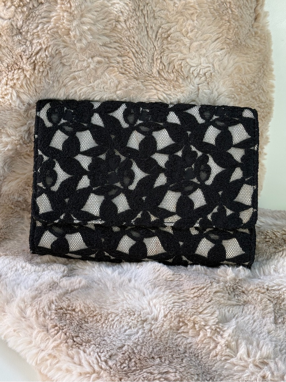 Neiman Marcus Royal Blue and Black Lace Evening Clutch